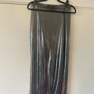 Silver liquid metallic skirt